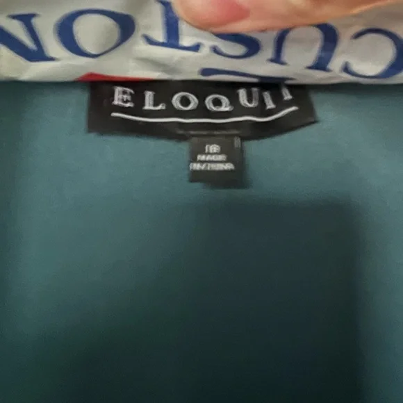 Eloquii Teal Long Sleeve Wrap Dress with pearl buttons - Picture 5 of 10